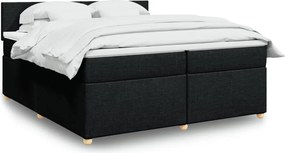vidaXL Κρεβάτι Boxspring με Στρώμα Μαύρο 200x200 εκ. Υφασμάτινο