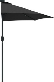vidaXL Ομπρέλα Κήπου Μαύρο 294 x 150 x 224 εκ Πολυεστέρας και Χάλυβας