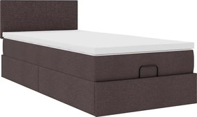 vidaXL Οθωμανικό κρεβάτι με στρώμα σκούρο καφέ 90x190cm ύφασμα