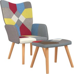 vidaXL Πολυθρόνα Relax Σχέδιο Patchwork Υφασμάτινη με Σκαμπό