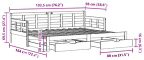 Καναπές Κρεβάτι Συρόμενος Χωρίς Στρώμα 90x190 εκ. &amp; Συρτάρια - Καφέ