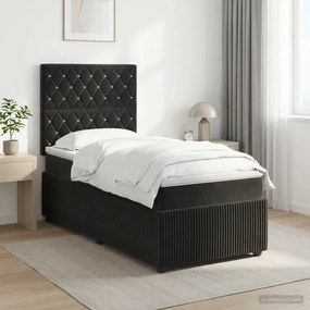 vidaXL Κρεβάτι box spring με στρώμα Μαύρο 90 x 190 cm Βελούδο
