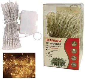 200 Χριστουγεννιάτικα Λαμπάκια LED Αδιάβροχα Θερμό Λευκό 20μ σε Σειρά Fairy String Lights Rice Light Arrango AN79490