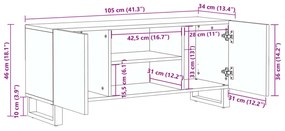 Έπιπλο Τηλεόρασης Λευκό 105x34x46 εκ. από Μασίφ Ξύλο Ακακίας - Λευκό