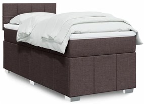 vidaXL Κρεβάτι Boxspring με Στρώμα Σκούρο Καφέ 80x200 εκ. Υφασμάτινο