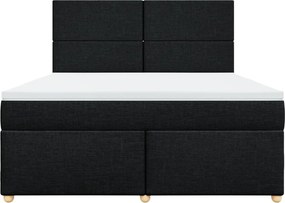 vidaXL Κρεβάτι Boxspring με Στρώμα Μαύρο 180x200 εκ. Υφασμάτινο