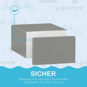 HOMCOM Σετ Αναρρίχησης και Τσουλήθρας για Παιδιά, Προάγει την Κινητικότητα, Τεχνητό Δέρμα, Αφρός EPE, 86x49x47 cm, Γκρι