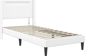 vidaXL Σκελετός κρεβατιού με στρώμα Λευκό 80 x 200 cm Τεχνητό Δέρμα