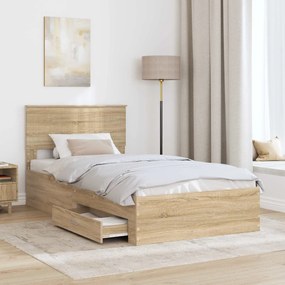 vidaXL Σκελετός Κρεβατιού Sonoma Δρυς 100 x 200 cm Επεξεργασμένο Ξύλο