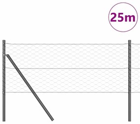 vidaXL Φράχτης με Στήλες. Γκρι 0.6 x 25 μ Ατσάλι με επικάλυψη PVC