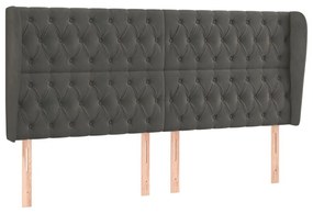 Κεφαλάρι με Πτερύγια Σκούρο Γκρι 183x23x118/128 εκ. Βελούδινο - Γκρι