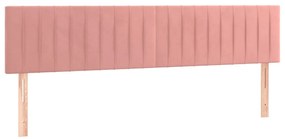 vidaXL Κρεβάτι Boxspring με Στρώμα &amp; LED Ροζ 160x200 εκ. Βελούδινο