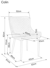 Επενδυμένη καρέκλα τραπεζαρίας Colin B 52x45x82 μεταλλική μαύρη βάση/μπεζ βελούδο bluvel 28 DIOMMI COLINBVCBE1