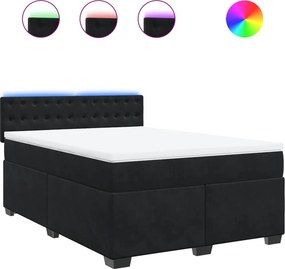 vidaXL Κρεβάτι Boxspring με Στρώμα Μαύρο 160x200 εκ. Βελούδινο