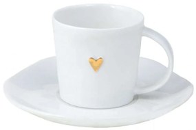 Φλυτζάνι Καφέ Με Πιατάκι Heart LBTRD0014341 6x5cm White-Gold Raeder Πορσελάνη