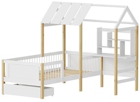 Παιδικό κρεβάτι Bedria pakoworld τ. Montessori ξύλο σε λευκή-φυσική απόχρωση 90x190εκ