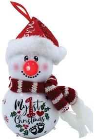 Χριστουγεννιάτικο Στολίδι Με Φως Led My First Christmas 224289 8x8x15cm Red-White