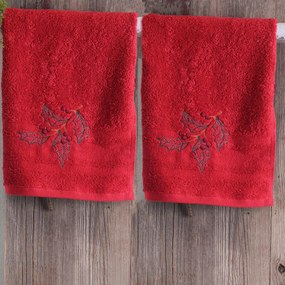 Χριστουγεννιάτικες Πετσέτες (Σετ 2τμχ) Rythmos Mistletoe Red 500gsm
