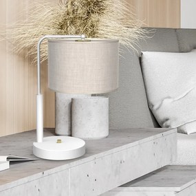 Επιτραπέζιο Φωτιστικό Lino Biel με καπέλο Λευκό με Λινό