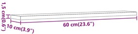 Ράφια Βιβλιοθήκης 4 τεμ. Παλ. Ξύλο 60x10x1,5 εκ. από Επεξ. Ξύλο - Καφέ