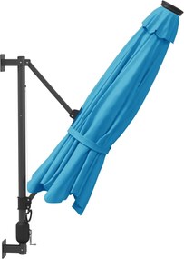 vidaXL Ομπρέλα Επιτοίχια με LED Θαλασσί 290 εκ.