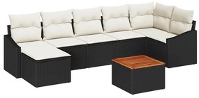 vidaXL Σετ Καναπέ Κήπου 8 pcs Μαύρος, λευκός