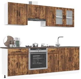 vidaXL Σετ Ντουλαπιών Κουζίνας 8 Τεμαχίων "Lucca" από Καπνιστή Δρυ και Μηχανικά Απορροφημένο Ξύλο