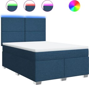vidaXL Κρεβάτι Boxspring με Στρώμα Μπλε 140x200 εκ. Υφασμάτινο