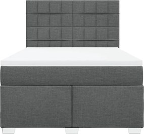 vidaXL Κρεβάτι Boxspring με Στρώμα Σκούρο Γκρι 140x190 εκ. Υφασμάτινο