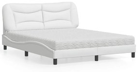 vidaXL Κρεβάτι με Στρώμα Λευκό 160x200εκ.από Συνθετικό Δέρμα