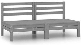 vidaXL Καναπέδες Κήπου Μεσαίοι Γκρι 2 τεμ. από Μασίφ Ξύλο Πεύκου