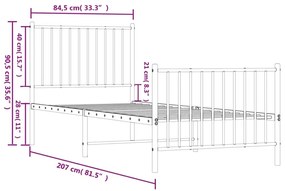 Πλαίσιο Κρεβατιού με Κεφαλάρι/Ποδαρικό Μαύρο 80x200 εκ. Μέταλλο - Μαύρο