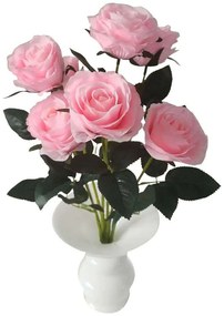 Τεχνητό Μπουκέτο Τριαντάφυλλο Royal 7781-7 55cm Pink Supergreens Leather,Plastic
