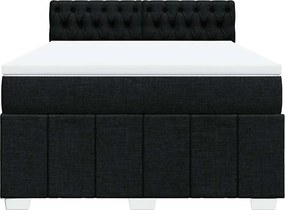 vidaXL Κρεβάτι Boxspring με Στρώμα Μαύρο 140x190 εκ. Υφασμάτινο