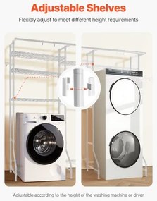 VEVOR Over Washer and Dryer Storage Shelf Two Row 6 Tiers Washer Rack White