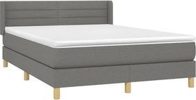 vidaXL Κρεβάτι Boxspring με Στρώμα Σκούρο Γκρι 140x200 εκ Υφασμάτινο