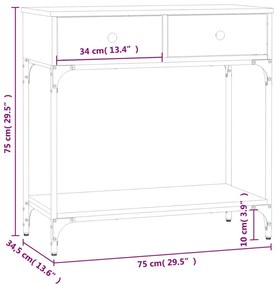 Τραπέζι Κονσόλα Μαύρο 75 x 34,5 x 75 εκ. από Επεξεργ. Ξύλο - Μαύρο