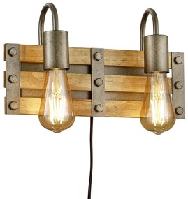 Φωτιστικό Τοίχου Vintage 35xH20cm 2xE27 Nickel Antique Trio Lighting Khan 205570267