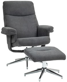 HOMCOM Πολυθρόνα Relax με υποπόδιο, ρυθμιζόμενη πλάτη, βελούδινη όψη, έως 150 kg, Ανθρακί