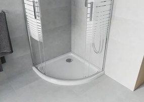 Mexen Rio ημικυκλική καμπίνα ντους 90 x 90 cm, λευκές λωρίδες, χρώμιο +