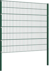 vidaXL Πάνελ Περίφραξης με Στύλους Σιδερένιο Πράσινο 522 x 160 εκ.
