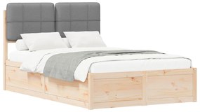 vidaXL Σκελετός Κρεβατιού με Επενδεδυμένο Κεφαλάρι Ανοιχτό γκρι