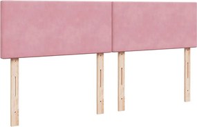 vidaXL Κρεβάτι Boxspring με Στρώμα Ροζ 200x200 εκ. Βελούδινο