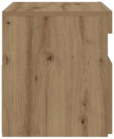 Κομοδίνο με φώτα LED Αρτισιανή Δρυς 60x35x40 εκ. από Επεξ. Ξύλο - Καφέ