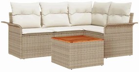 vidaXL Σετ Καναπέ Κήπου 5 pcs Μπεζ Πολυ ράταν