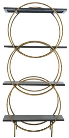 Artekko Shelf Βιλιοθήκη Ραφιέρα Ξύλο MDF Μέταλλο Μαύρο Χρυσό (76.2x30x162)cm Artekko 86708