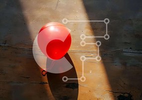 Intra Συλλεκτικό Ξύλινο Παζλ Plywood 4mm - Κόκκινο μπαλόνι με τη σκιά του ήλιου Σε Ξύλινο Κουτί - Διαστάσεις: 10x10 cm – 25 κομμάτια