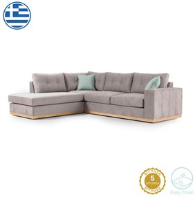 Γωνιακός καναπές δεξιά γωνία Boston pakoworld ύφασμα elephant-ciel 280x225x90εκ