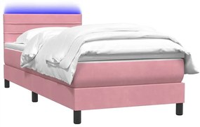 Κρεβάτι Boxspring με Στρώμα Ροζ 80x220 εκ. Βελούδινο - Ροζ