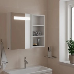 vidaXL Καθρέφτης Μπάνιου με Ντουλάπι &amp; LED Λευκό 60 x 13 x 52 εκ.
